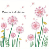 Pink Dandelion Wall Stickers for Home Decoration (2 Sheets)