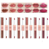 Domality 6 Colors 2 in 1 Double-end Lip Gloss Set 6pcs Matte Velvet & Mirror Finish Liquid Lipstick Long Lasting Waterproof Glossy Lip Glaze Plumping Hydrating Fuller Lip Makeup Kit