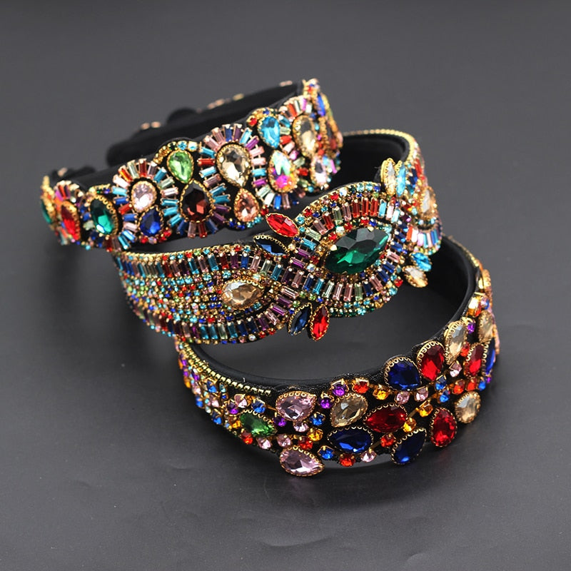 Elegant Baroque Colorful Rhinestone Hairband Accessory