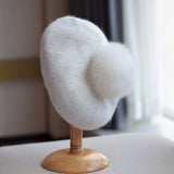 Knitted Sequin Beret with Rabbit Hair Detail
