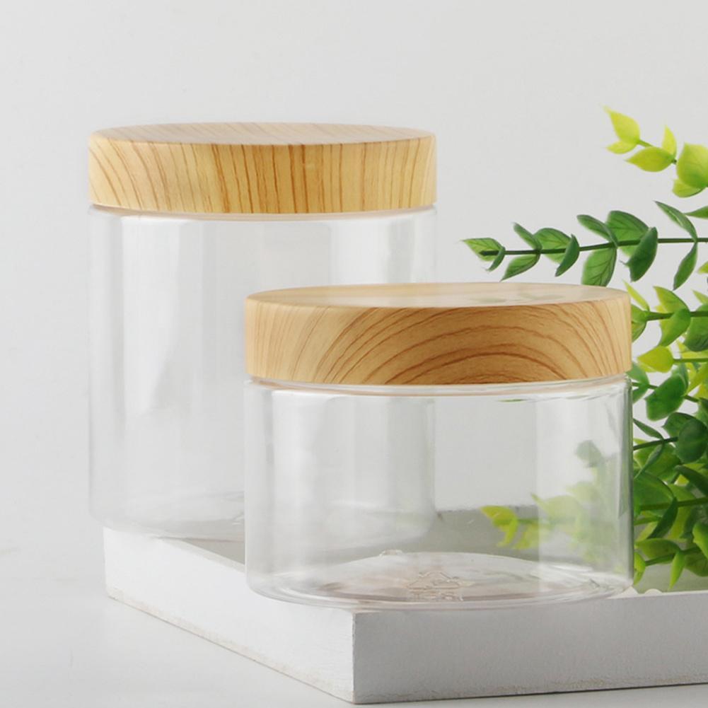 Wood Grain Transparent Storage Jar for Spices & Cereals