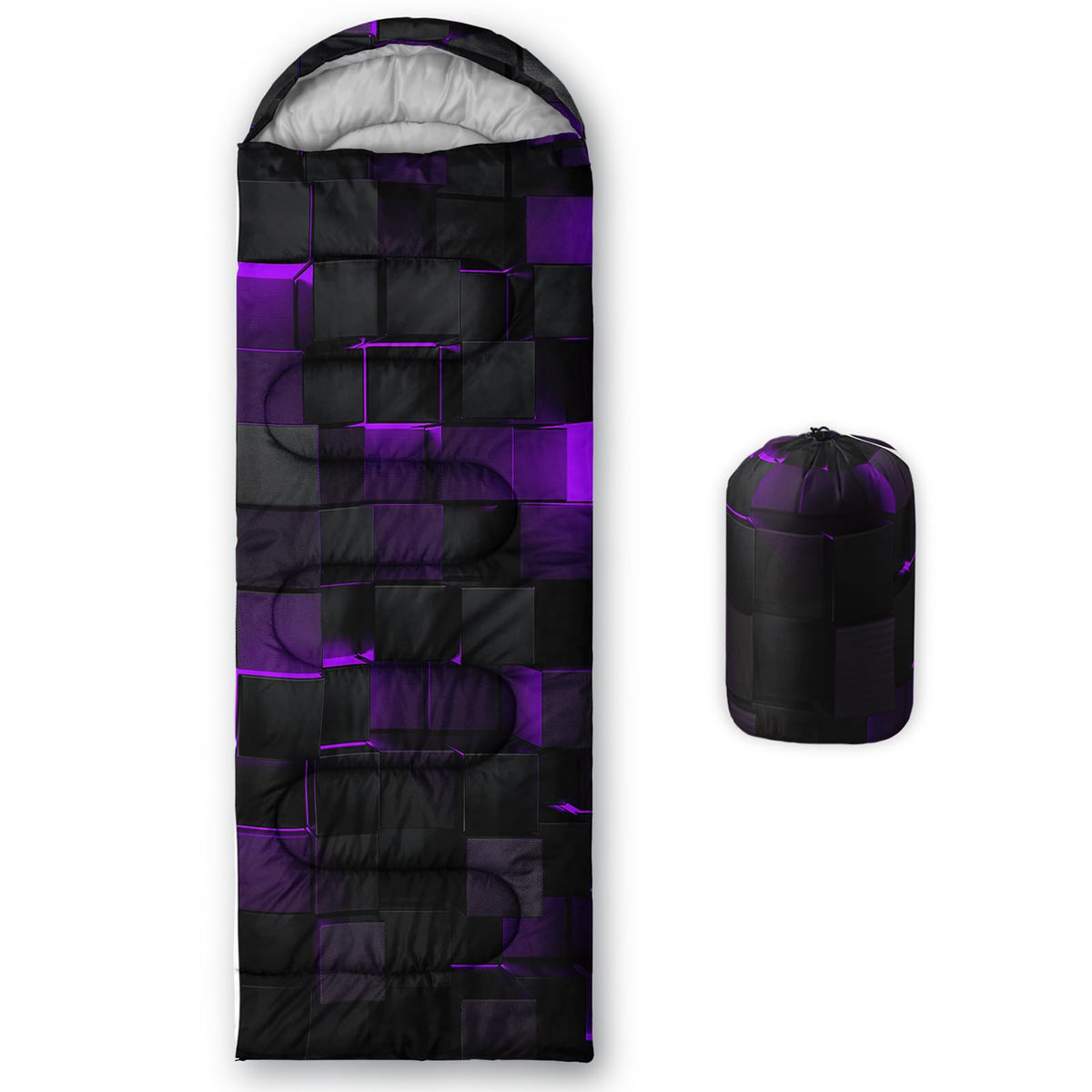 Sleeping Bags for Adults and Kids，3D Printing Camping Sleeping Bag for Girls Boys Lightweight Waterproof Cold/Warm 3-Season，Outdoor Travel with Compression Bags