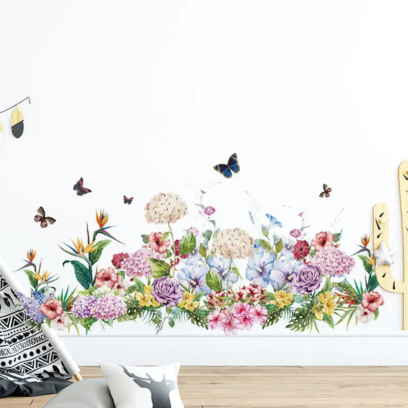 2pcs Butterfly Flower Pattern Wall Decals for Home Decor