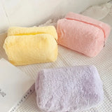 Fluffy Macaron Color Travel Makeup Bag - Large Capacity