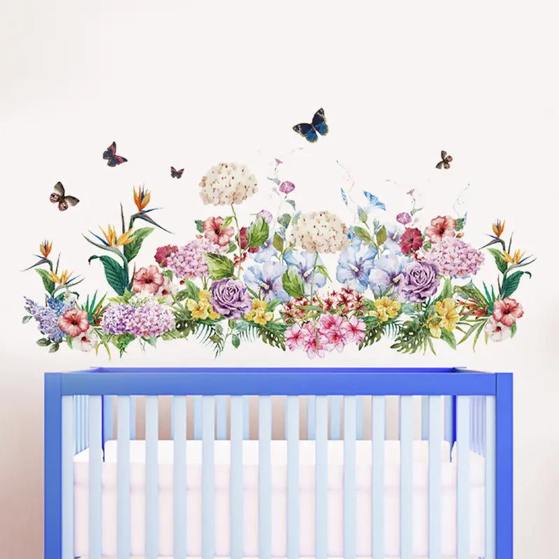 2pcs Butterfly Flower Pattern Wall Decals for Home Decor