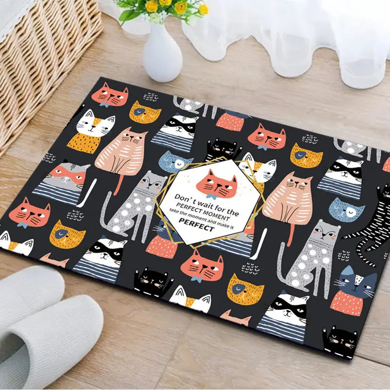 Kawaii Cat Welcome Mat - Absorbent Home Decor 15.7"x23.6"