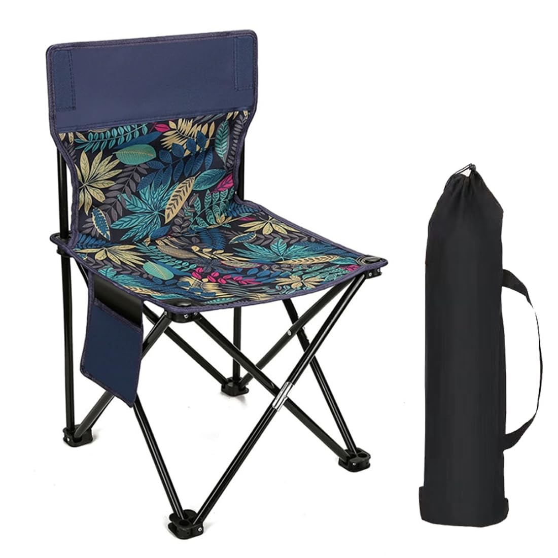 Ultralight Folding Camping Chair for Small Man Portable Outdoor Backpacking Chair for Fishing Hiking Picnic Camping Beach Lawn Concert Compact Camping Chair with Carry Bag (Leaf Patterns)