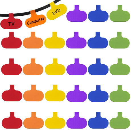 30 PCS Multi-Color Electronic Cable Tags Cable Labels Tags Cord Wire Labels Writable Oval Cable Tags for Electronics Self-Adhesive Nylon Wrap-It Cable Label Computers Cable Management