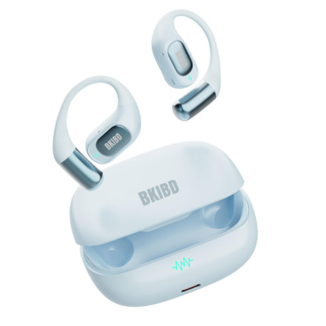 BKIBD Open Ear Headphones Wireless Earbuds Bluetooth 5.4 Noise Cancelling Headphones Touch Control Air Conduction Sport Headsets IPX6 Waterproof Earphones Over Ear Headphones Running Workout (Blue)