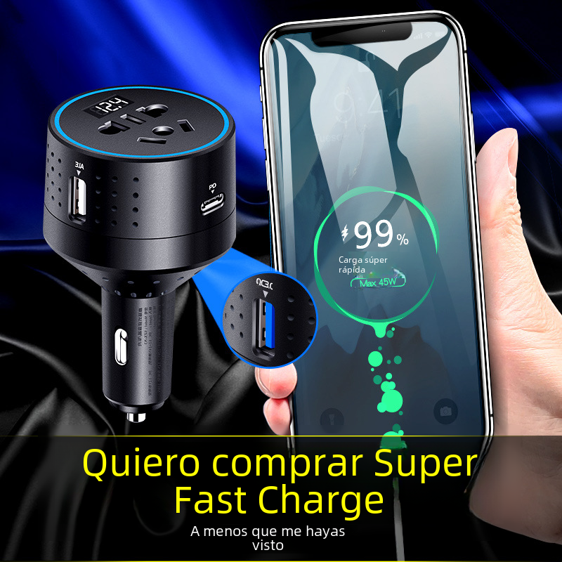 Multi-Function Car Charger Inverter 12V to 220V USB