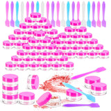 MotBach 70 Pcs 5g Empty Plastic Containers with Pink LidsMini Makeup Sample Containers Small Sample Pot Jars Round Cosmetic Jars with 20Pcs Mini Spatulas for Liquid Sample Powder Creams Lotions