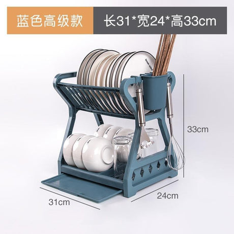 Two-Tier Kitchen Storage Rack for Bowls and Utensils