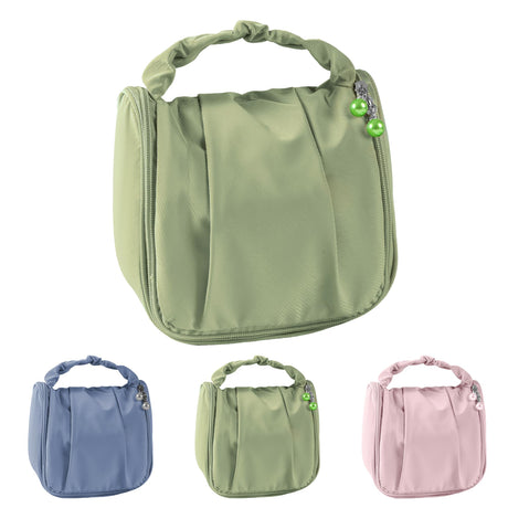 Yvey Travel Makeup Bags Large Capacity Cosmetic Bags with Handle Design Large Wide-open Pouch for Women Purse for Toiletries Accessories Brushes Travel Cosmetic Organizer Bag (Green)