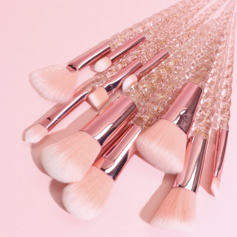 Makeup Brush Set of 10 - Face, Eye, and Contour Brushes