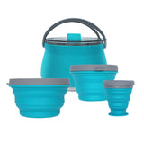 Outdoor Camping Cookware Set with Collapsible Kettle