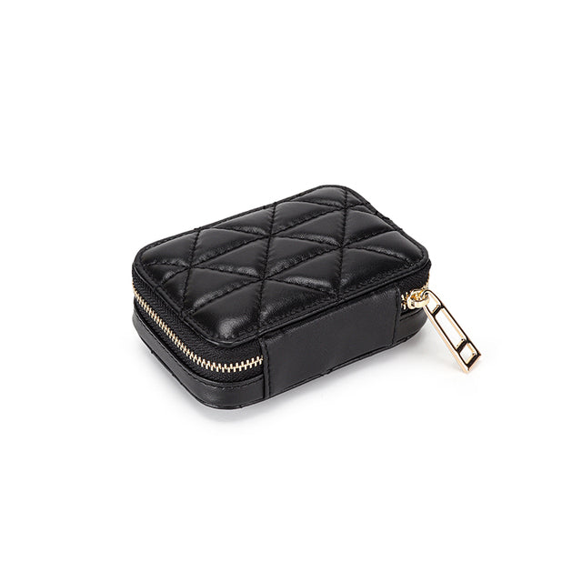Square Travel Leather Makeup Organizer with Mirror