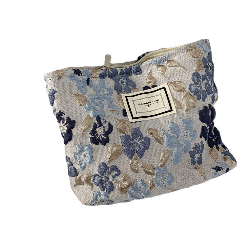French Embossed Flower Cosmetic Bag for Women