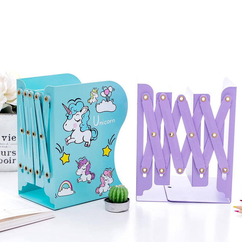 Foldable Bookshelf with Unicorn Design and Storage