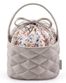 BAGSMART Barrel Drawstring Makeup Bag Travel Toiletry Bag Large Cosmetic Bag Portable Make Up Bags for Women Toiletries Accessories Brush Khaki