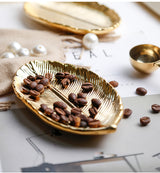 Ceramic Jewelry Tray with Gold Leaf Design (Home Decor)