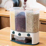Wall-mounted Three-compartment Grain Storage Box