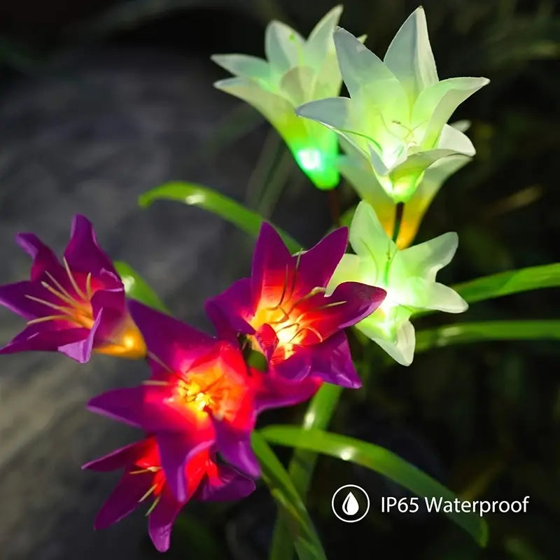 4pcs Solar Flower Lights with 16 Heads for Garden Decor