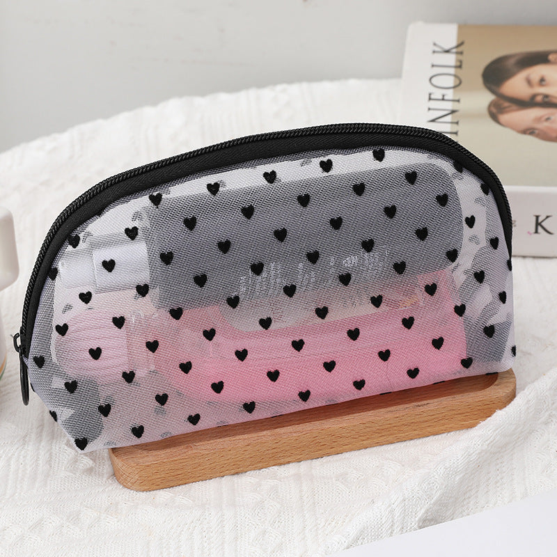 New Ins Heart Velvet Makeup Bag for Girls (Large Capacity)