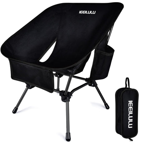 JONRRYIN Portable Camping Chairs Lightweight Backpacking Chair Folding Camping Chair Beach Chairs for Adults Ultralight Backpacking Chair for Outdoor Camping Travel Beach Picnic (1 Black)