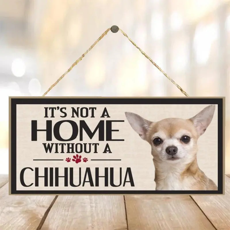 Chihuahua Wooden Plaque Sign for Home Decor (7.9x3.9in)