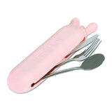 Silicone Utensil Case Hitseon Magnetic Anti-fall Out Travel Utensils with Case for Utensil Set Portable Reusable Travel Cutlery Set for Camping Cutlery (Pink - Large)