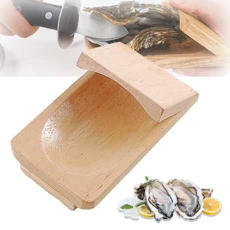 1/2/3PCS Oyster Shucking Clamp 8×13cm Wood Shucking Clamp Oyster Shucking Protector Wooden Holder Oyster Shucking Clamp Oyster Opener Tool for Kitchen Home Outdoor Barbecue Camping (1PCS)