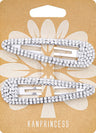 KANPRINCESS Hair Clips 2Pcs 3.1Inch Rhinestone Silver Hair Accessories Hair Barrettes for Women Girls Bridal Wedding Party Prom
