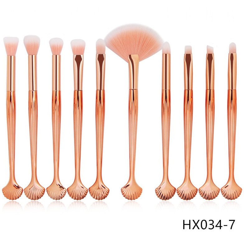 10-Piece Shell Makeup Brush Set - Beauty Tools