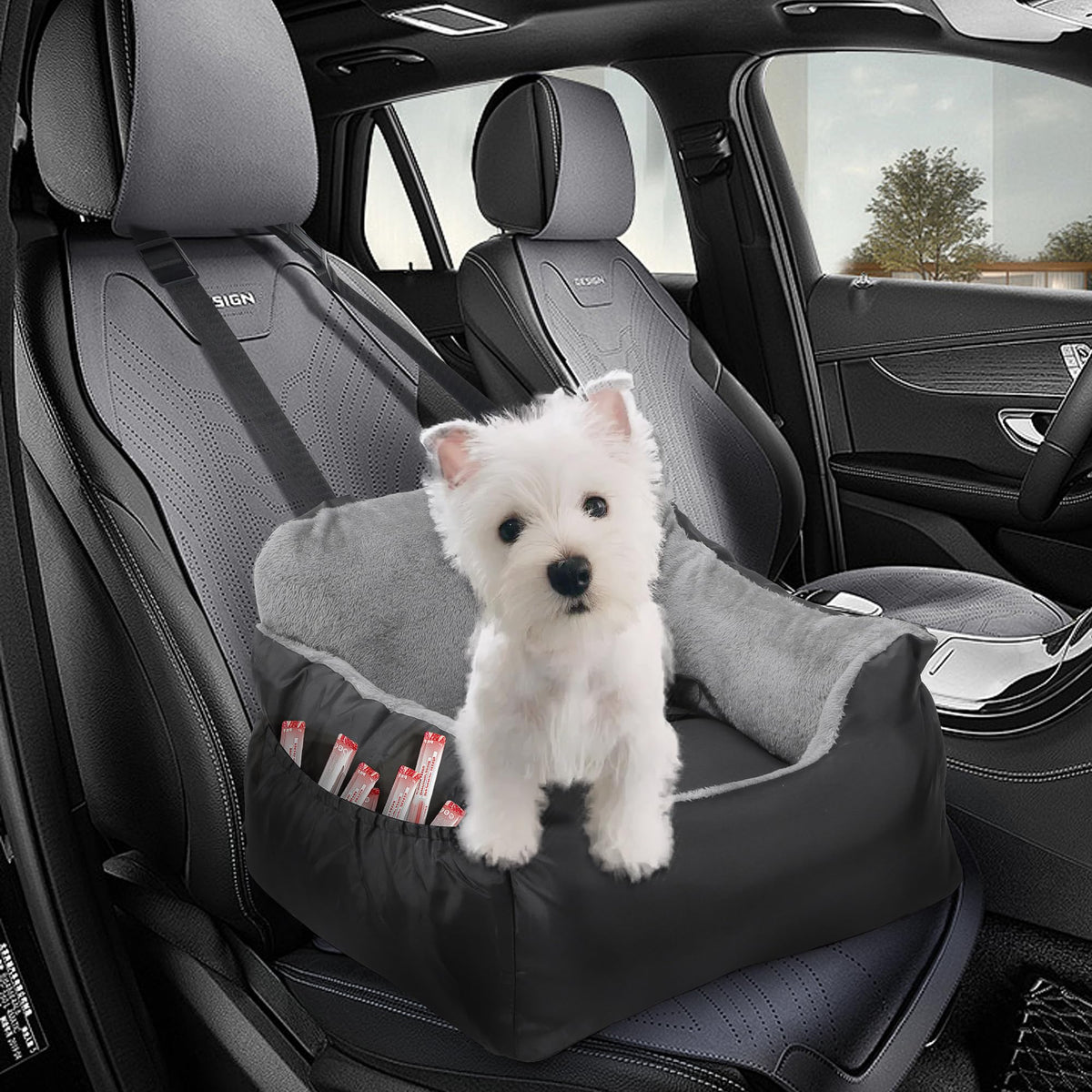 Naweisix Dog Booster Car Seat - Comfortable & Portable Pet Car Seat for Small Dogs Under 25lbs Easy Install Travel Booster Seat with Safety Belt - Puppy Car Booster Machine WashableBlack