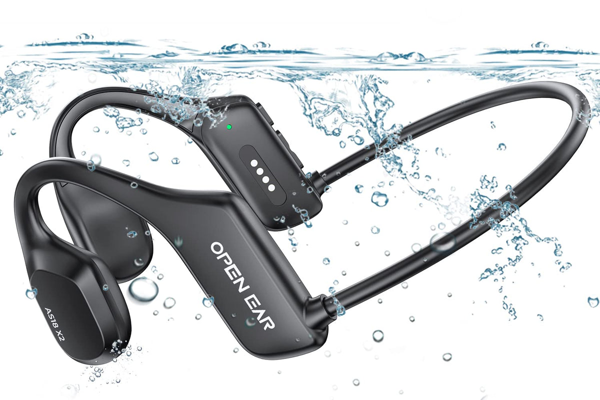 Bone Conduction Headphones Waterproof Swimming Headphones Open Ear Bluetooth 5.3 Headphones Built-in MP3 16G Memory Wireless Earphones Underwater Headset for Swimming Sports Running Cycling