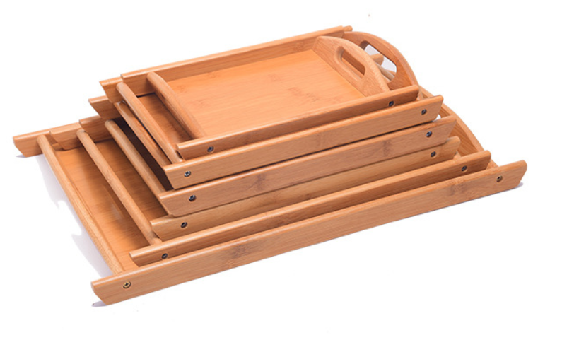 Bamboo Rectangular Serving Tray with Handle for Home