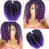 8 Inch Jamaican Bounce Crochet Hair 22 Strands Jumpy Wand Curl Crochet Hair 4 Packs Curly Crochet Hair for Black Women (8 Inch 4 Packs T1B-Purple)