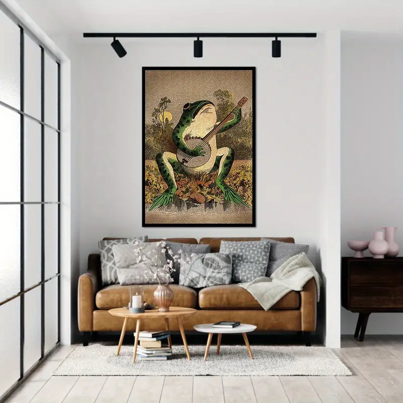 6 pc Casual Guitar Frog Canvas Art for Home Decor