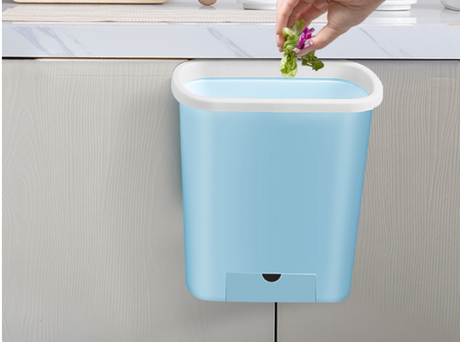 Wall-Mounted Kitchen Trash Can and Organizer Shelf