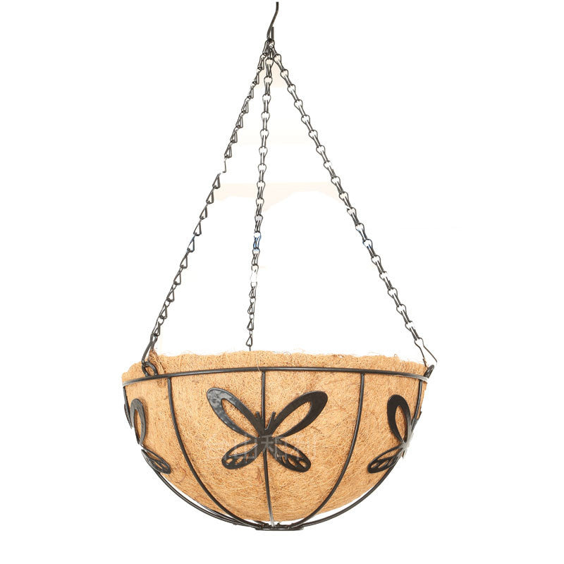 Round Iron Coconut Fiber Hanging Planter Basket