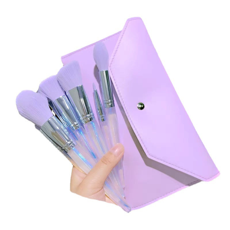 10-Piece Purple Makeup Brush Set with Storage Bag