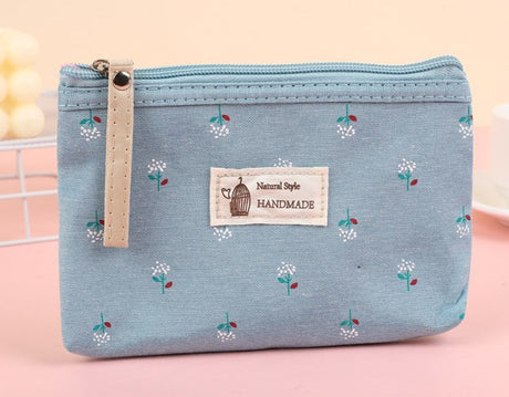 Letter Flower Print Canvas Makeup Bag for Women