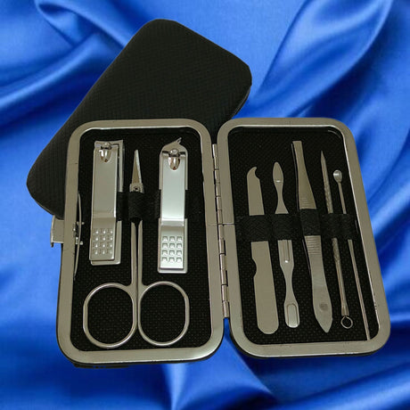 8-Piece Colorful Nail Care Tool Set in Stainless Steel