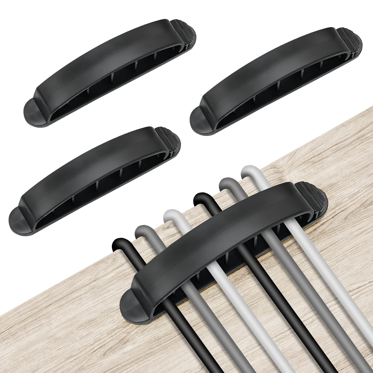 3 Pack Cable Clips Cord Organizer Charger Cable Management for Organizing Office Home Desk Car Phone Cable Wire Self Adhesive Cord Holders (Black)
