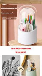 Rotating Makeup Brush Holder with Dust-Proof Cover