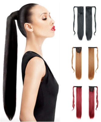 European American Long Straight Hair Velcro Ponytail