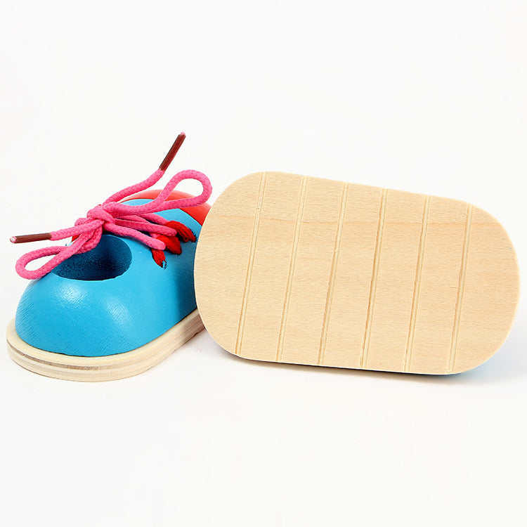 Wooden Shoe Lacing Toy for Kids