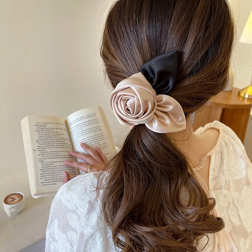 Retro Satin Rose Hairpin Clip for Women Hair Accessories