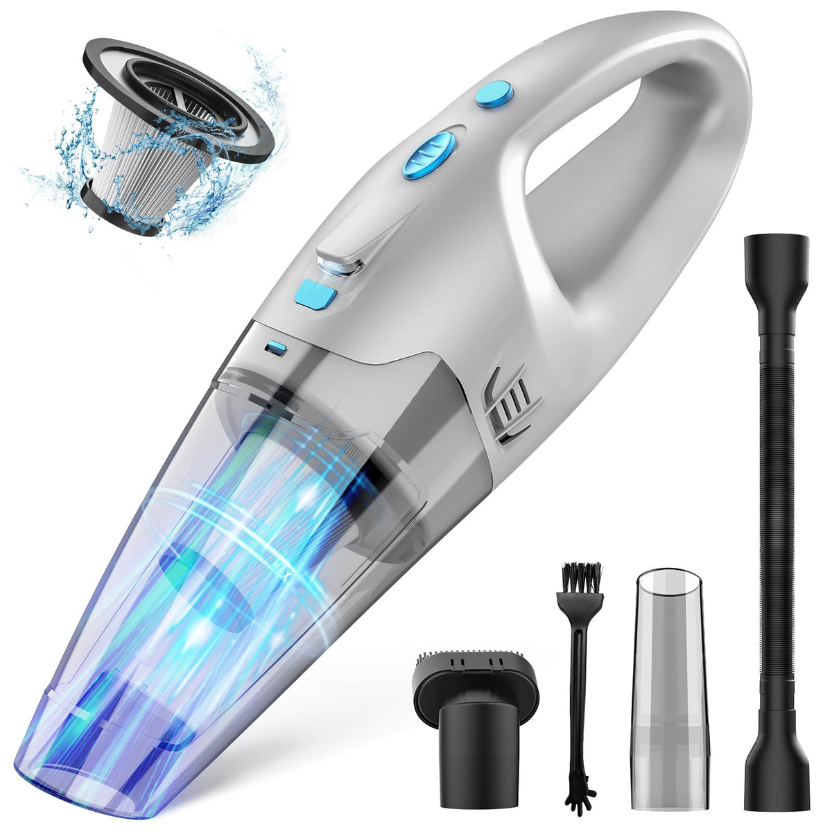 Handheld Vacuum CordlessCar Vacuum Portable CordlessStrong Suction Portable Hand Vacuum Cordless Rechargeable with LED Light/20 Mins RuntimeMine Car Hand Vacuum for Home and Office Cleaning