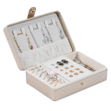 Tian Ye Zhou Portable Jewelry Box 2 Layer Small Travel Jewelry Box for Women and Girls Mini Leather Jewelry Organizer for Necklaces Bracelet Earrings and Rings Gift for Her (gold)
